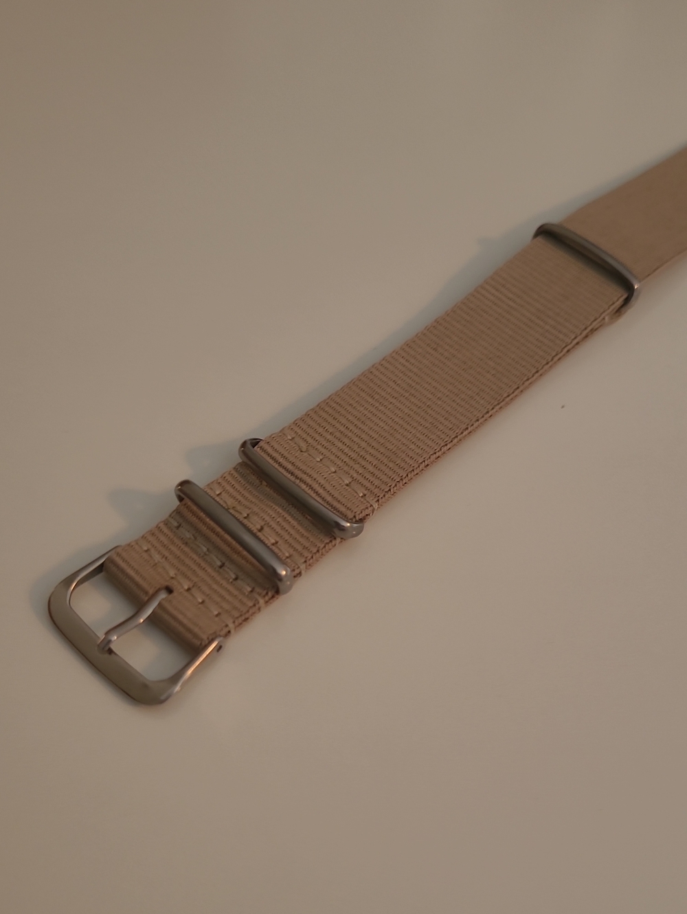 Men's Beige 22m Nylon Nato Watch Strap with Silver Hardware